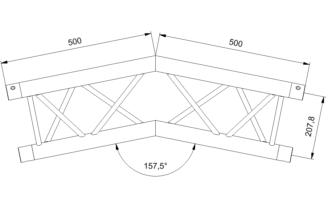 LiteTruss P3-M290, 2 Wege Winkel 157,5°, Spitze unten,  ACB 25